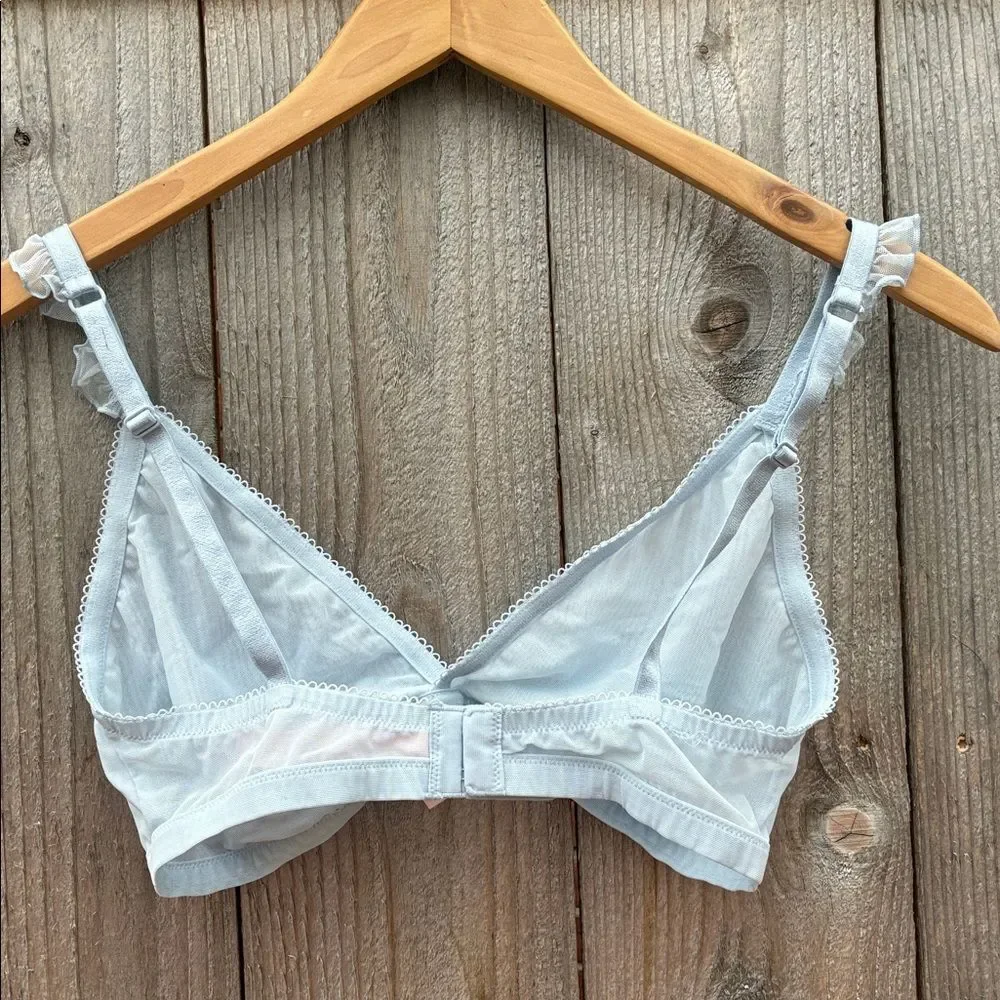 Victoria’s Secret Tease 3D Blue Butterfly Embroidered Unlined Triangle Bralette